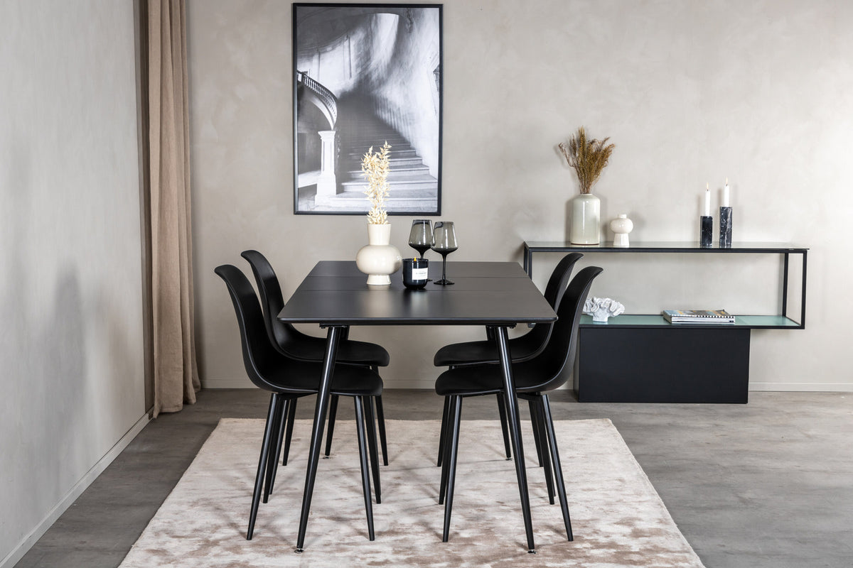 Silar Esszimmerset ausziehbar + Polar 120cm/4St. in Schwarz präsentiert im Onlineshop von KAQTU Design AG. Esszimmerset ist von Venture Home