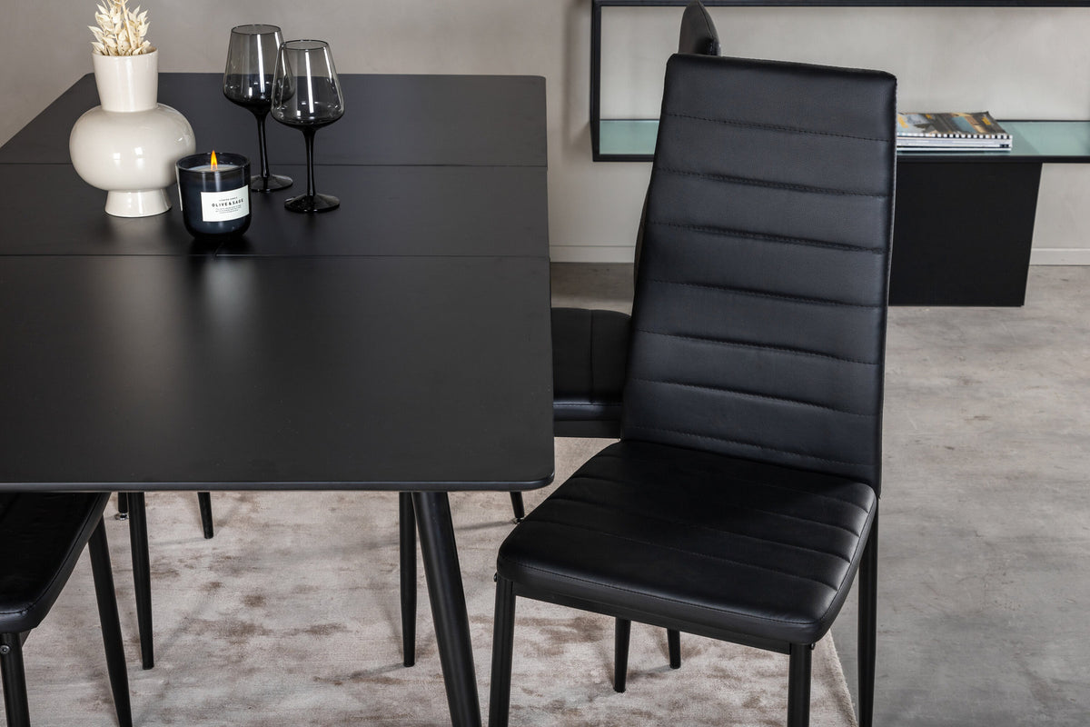 Silar Esszimmerset ausziehbar + Slim 120cm/4St. in Schwarz präsentiert im Onlineshop von KAQTU Design AG. Esszimmerset ist von Venture Home