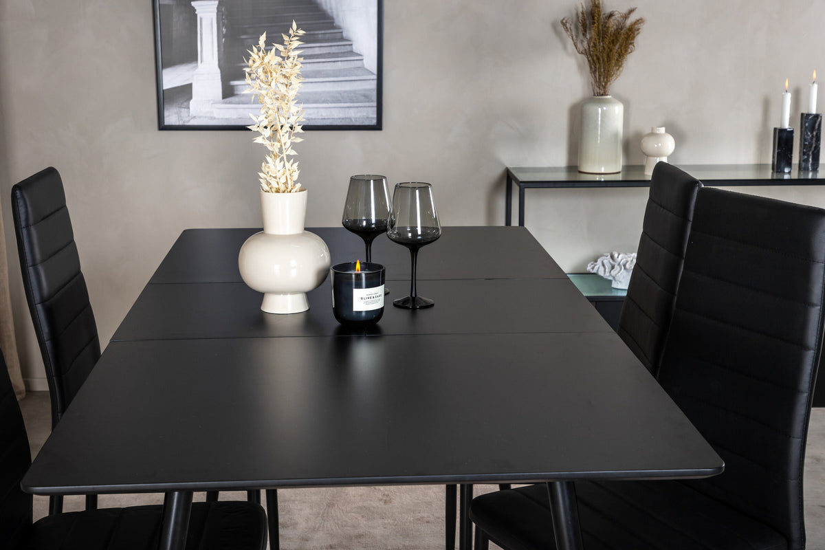 Silar Esszimmerset ausziehbar + Slim 120cm/4St. in Schwarz präsentiert im Onlineshop von KAQTU Design AG. Esszimmerset ist von Venture Home