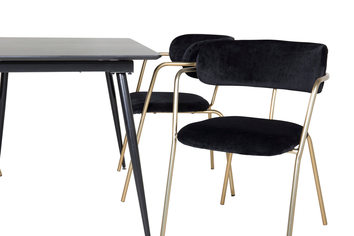 Silar Esszimmerset ausziehbar + Arrow 120cm/4St. in Schwarz / Gold präsentiert im Onlineshop von KAQTU Design AG. Esszimmerset ist von Venture Home