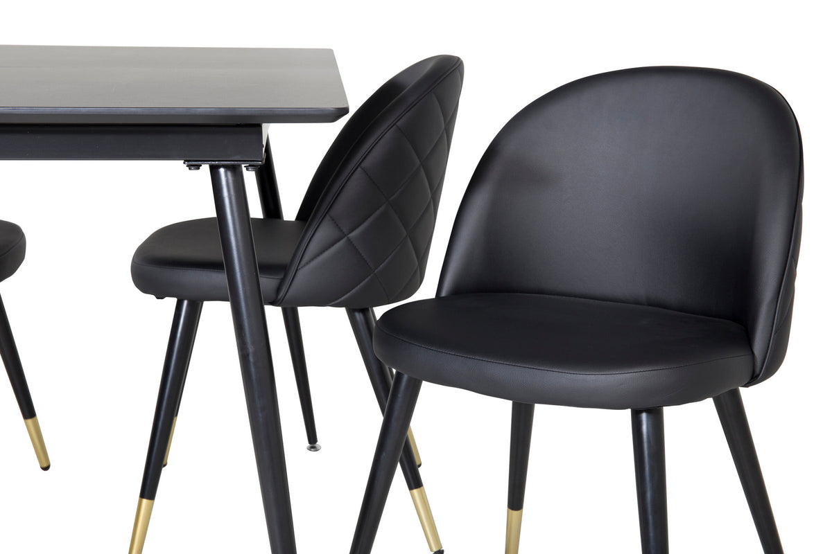 Silar Esszimmerset ausziehbar + Velvet 120cm/4St. in Gold / Schwarz präsentiert im Onlineshop von KAQTU Design AG. Esszimmerset ist von Venture Home
