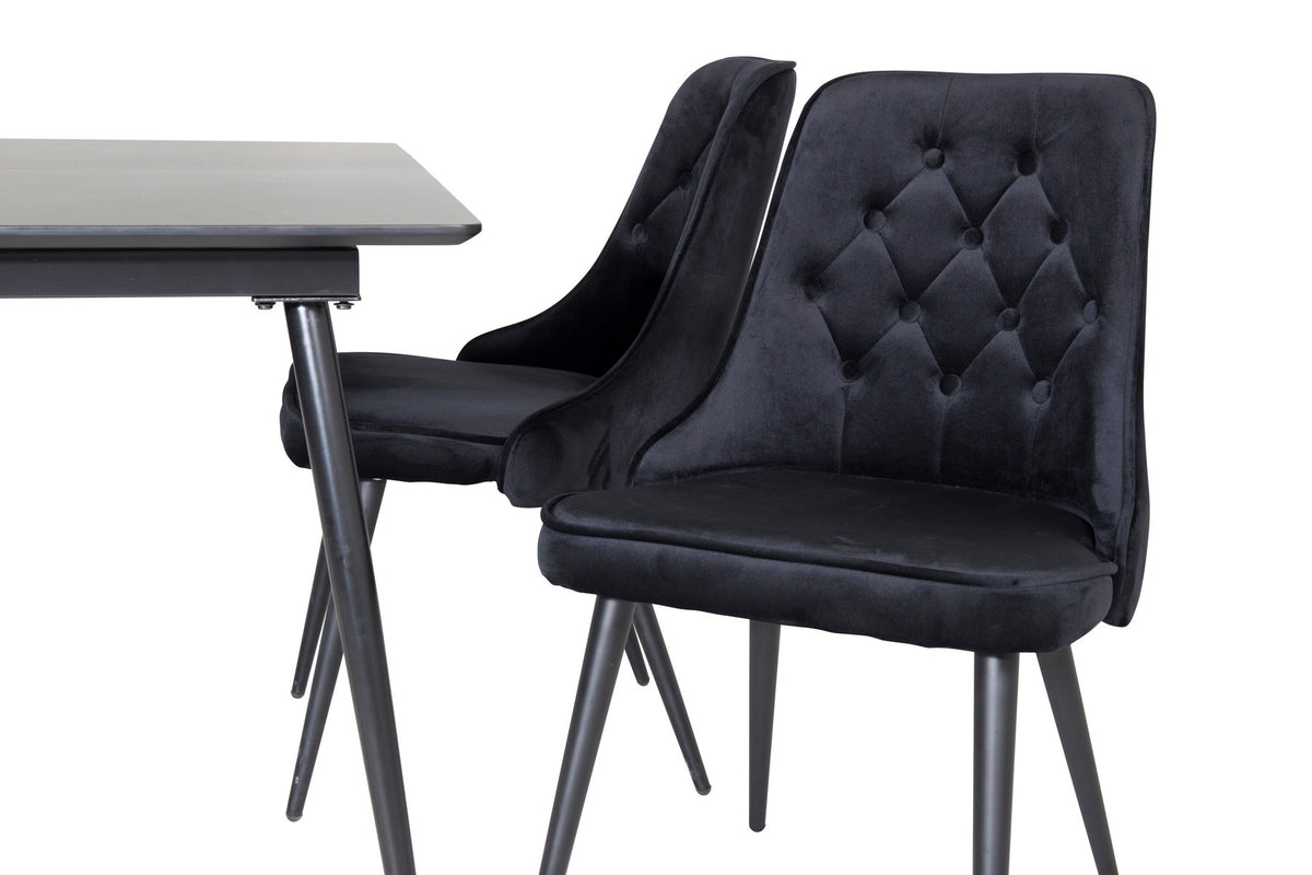 Silar Esszimmerset ausziehbar + Velvet Deluxe 120cm/4St. in Schwarz präsentiert im Onlineshop von KAQTU Design AG. Esszimmerset ist von Venture Home