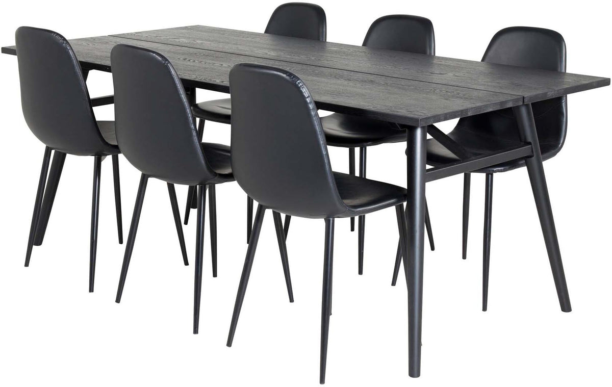 Sleek Esszimmerset ausziehbar + Polar 195cm/6St. in Schwarz präsentiert im Onlineshop von KAQTU Design AG. Esszimmerset ist von Venture Home