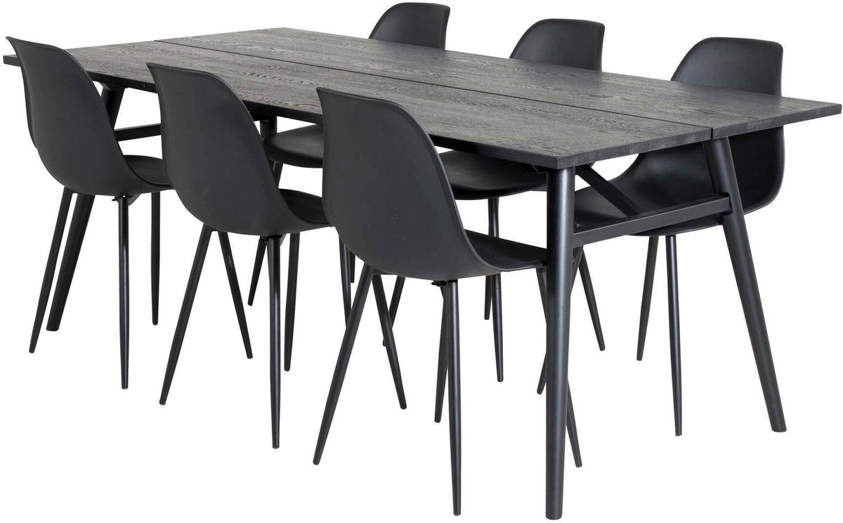 Sleek Esszimmerset ausziehbar + Polar 195cm/6St. in Schwarz präsentiert im Onlineshop von KAQTU Design AG. Esszimmerset ist von Venture Home