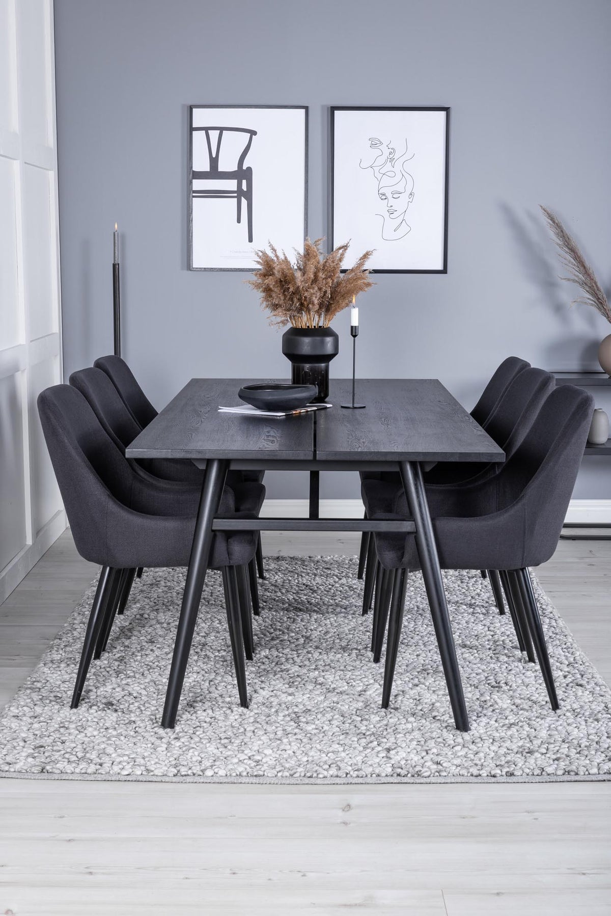 Sleek Esszimmerset ausziehbar + Plaza 195cm/6St. in Schwarz präsentiert im Onlineshop von KAQTU Design AG. Esszimmerset ist von Venture Home