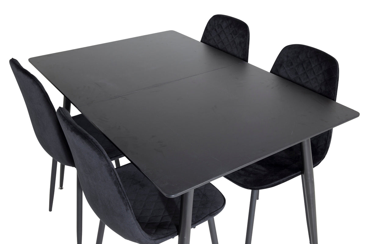 Silar Esszimmerset ausziehbar + Polar 120cm/4St. in Schwarz präsentiert im Onlineshop von KAQTU Design AG. Esszimmerset ist von Venture Home