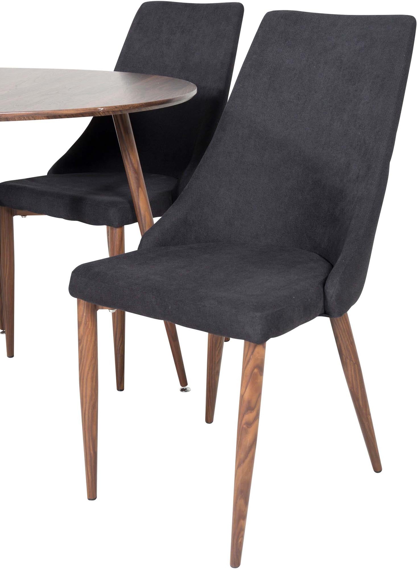 Elegantes Plaza Esszimmerset mit 100 cm Tisch und 4 bequemen Leone-Stühlen. Ideal für gesellige Abende und stilvolle Einrichtung.