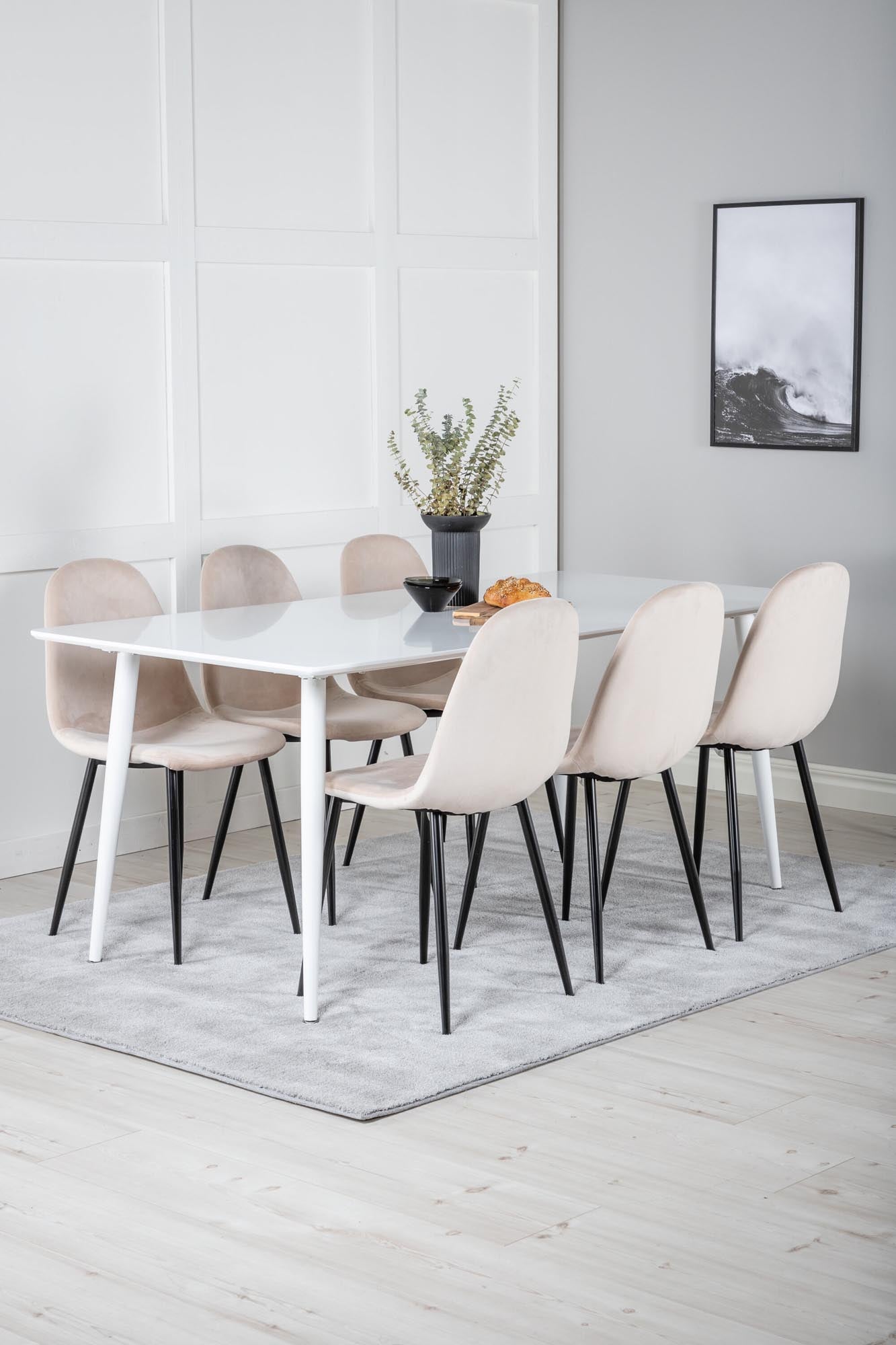 Elegantes Polar Esszimmerset: 180cm Tisch mit 6 Stühlen von Venture Home.