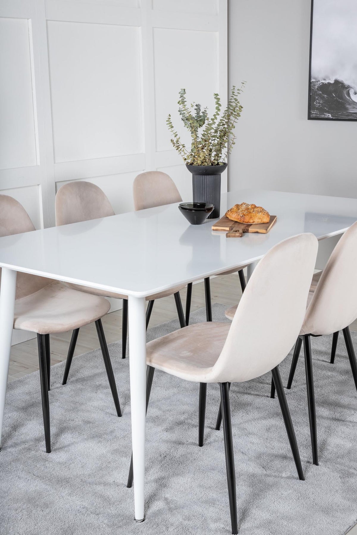 Polar Esszimmerset + Polar 180cm/6St. in Beige, Schwarz präsentiert im Onlineshop von KAQTU Design AG. Esszimmerset ist von Venture Home