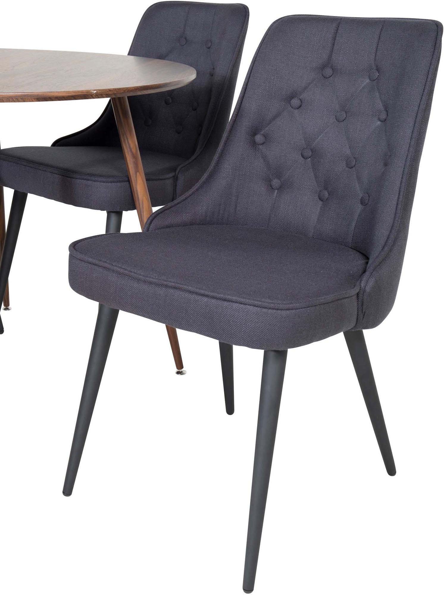 Stilvolles Plaza Esszimerset mit Velvet Deluxe, 100cm, 4 Stühle.