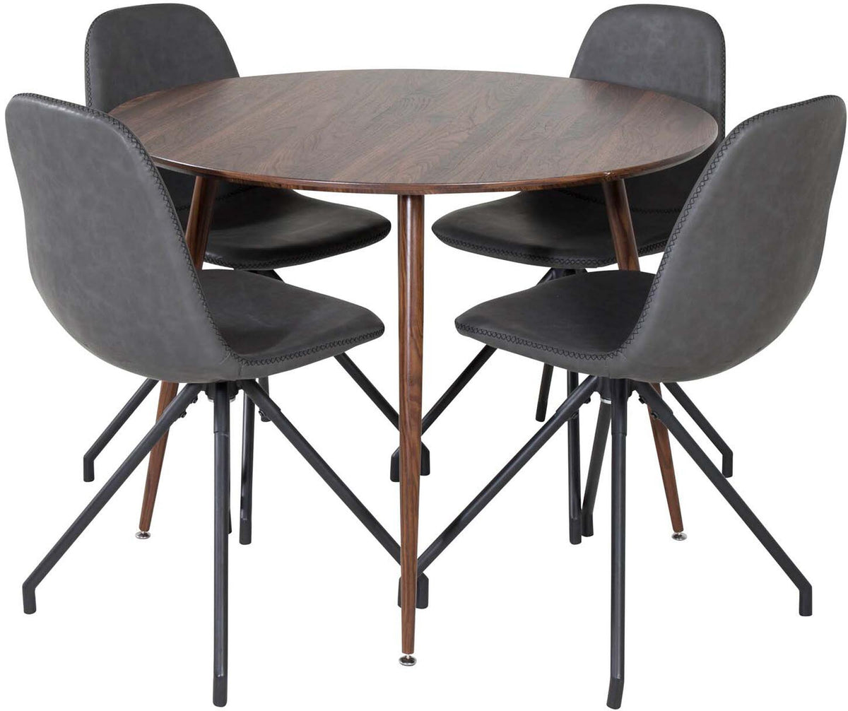 Plaza Esszimmerset + Polar ⌀100cm/4St. in Braun / Grau präsentiert im Onlineshop von KAQTU Design AG. Esszimmerset ist von Venture Home