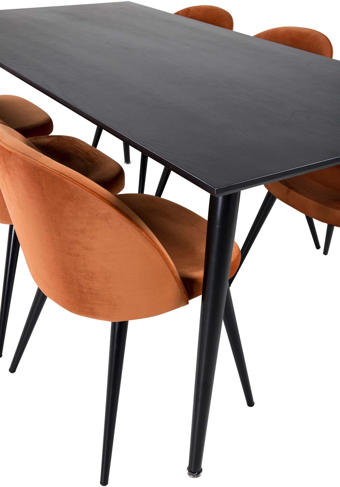 Stilvolles Dipp Esszimmerset 180 cm für 6 Personen, mit luxuriösen Samtstühlen von Venture Home. Perfekt für gemütliche Abende!