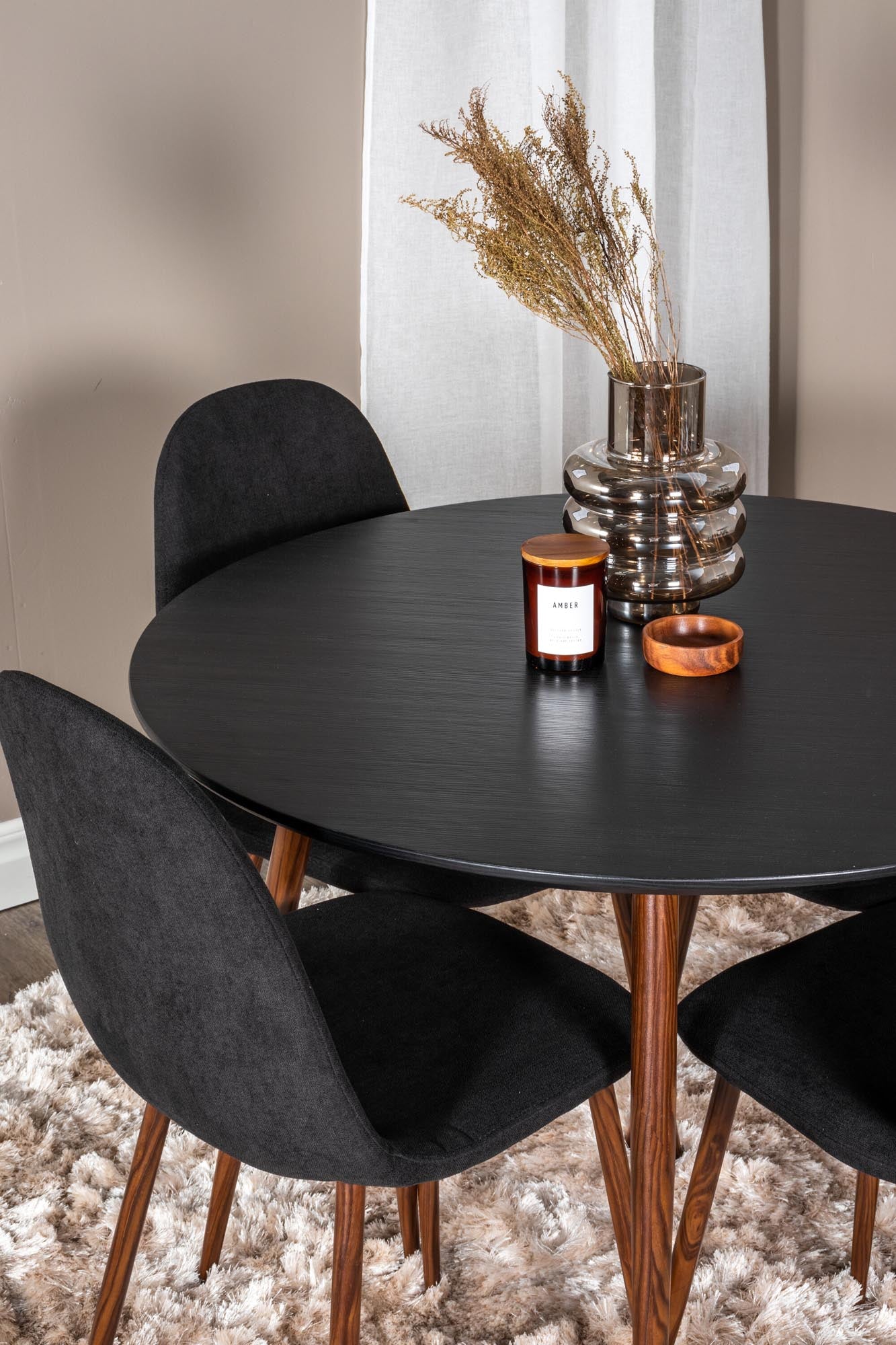 Plaza Esszimmerset: 100cm Tisch & 4 Stühle, skandinavisches Design.