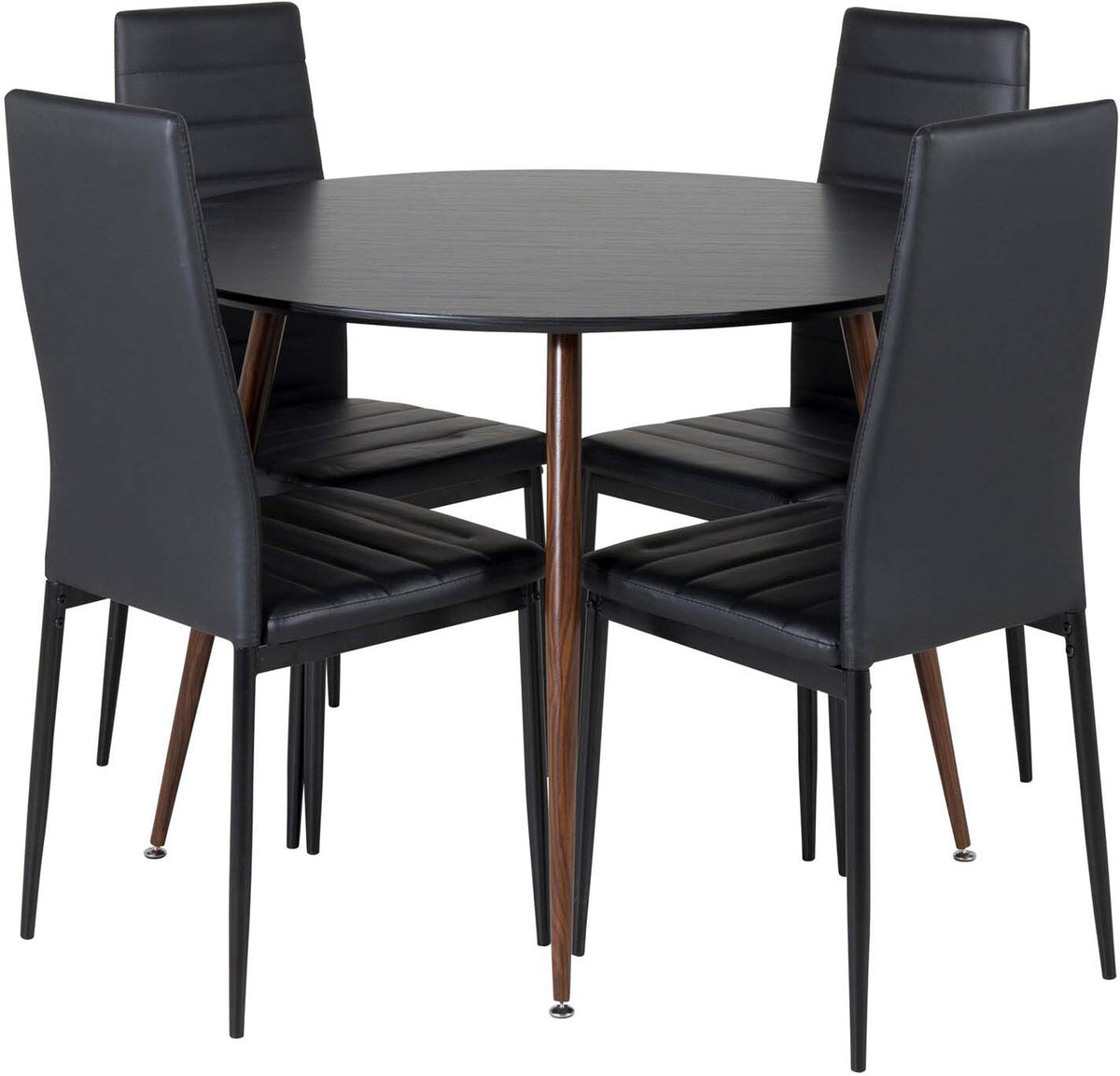 Plaza Esszimmerset + Slim ⌀100cm/4St. in Schwarz / Braun präsentiert im Onlineshop von KAQTU Design AG. Esszimmerset ist von Venture Home