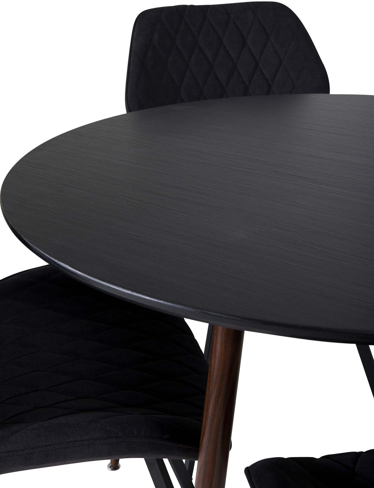 Plaza Esszimmerset + Gemma ⌀100cm/4St. in Schwarz / Braun präsentiert im Onlineshop von KAQTU Design AG. Esszimmerset ist von Venture Home