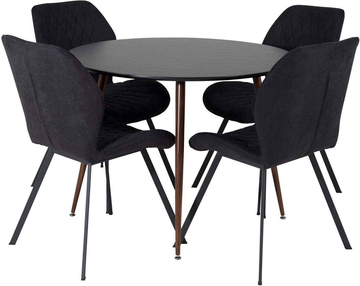 Plaza Esszimmerset + Gemma ⌀100cm/4St. in Schwarz / Braun präsentiert im Onlineshop von KAQTU Design AG. Esszimmerset ist von Venture Home