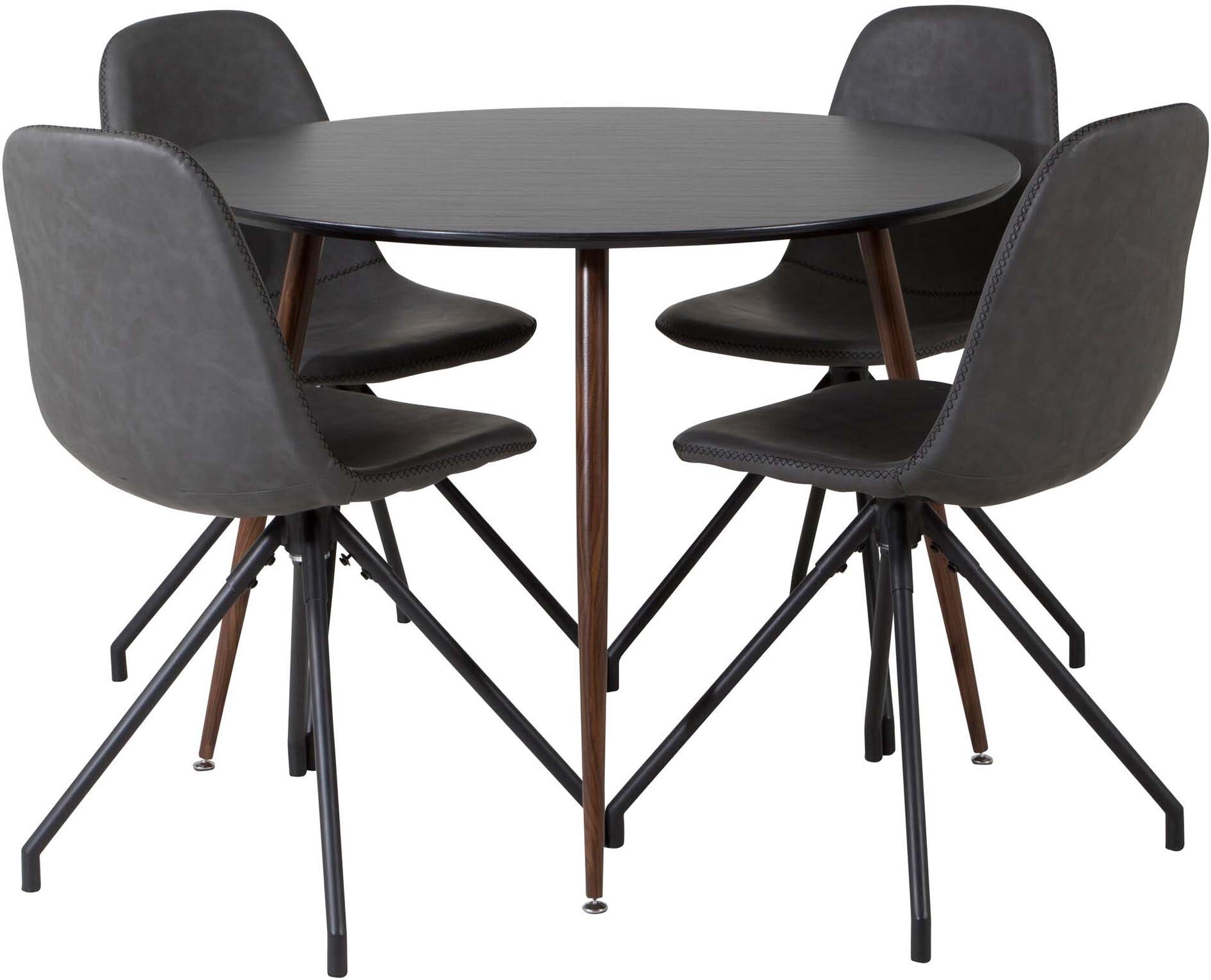 Elegantes Plaza Esszimmerset mit rundem 100 cm Tisch und 4 luxuriösen Samtstühlen Polar für gesellige Momente und stilvolle Einrichtung.