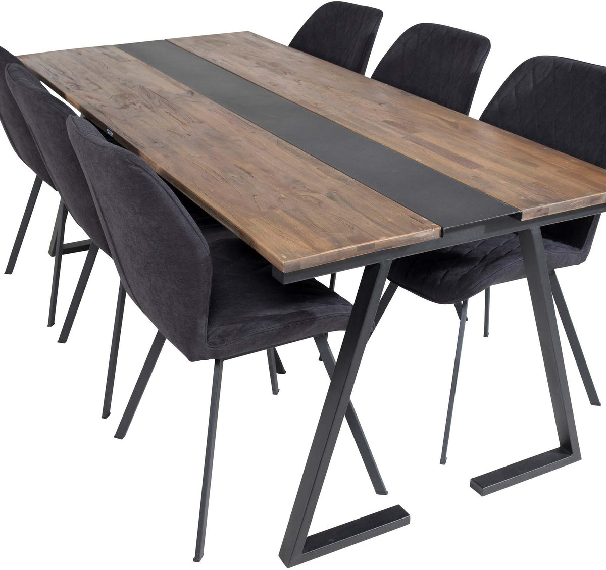 Jakarta Esszimmerset + Gemma 200cm/6St. in Schwarz präsentiert im Onlineshop von KAQTU Design AG. Esszimmerset ist von Venture Home
