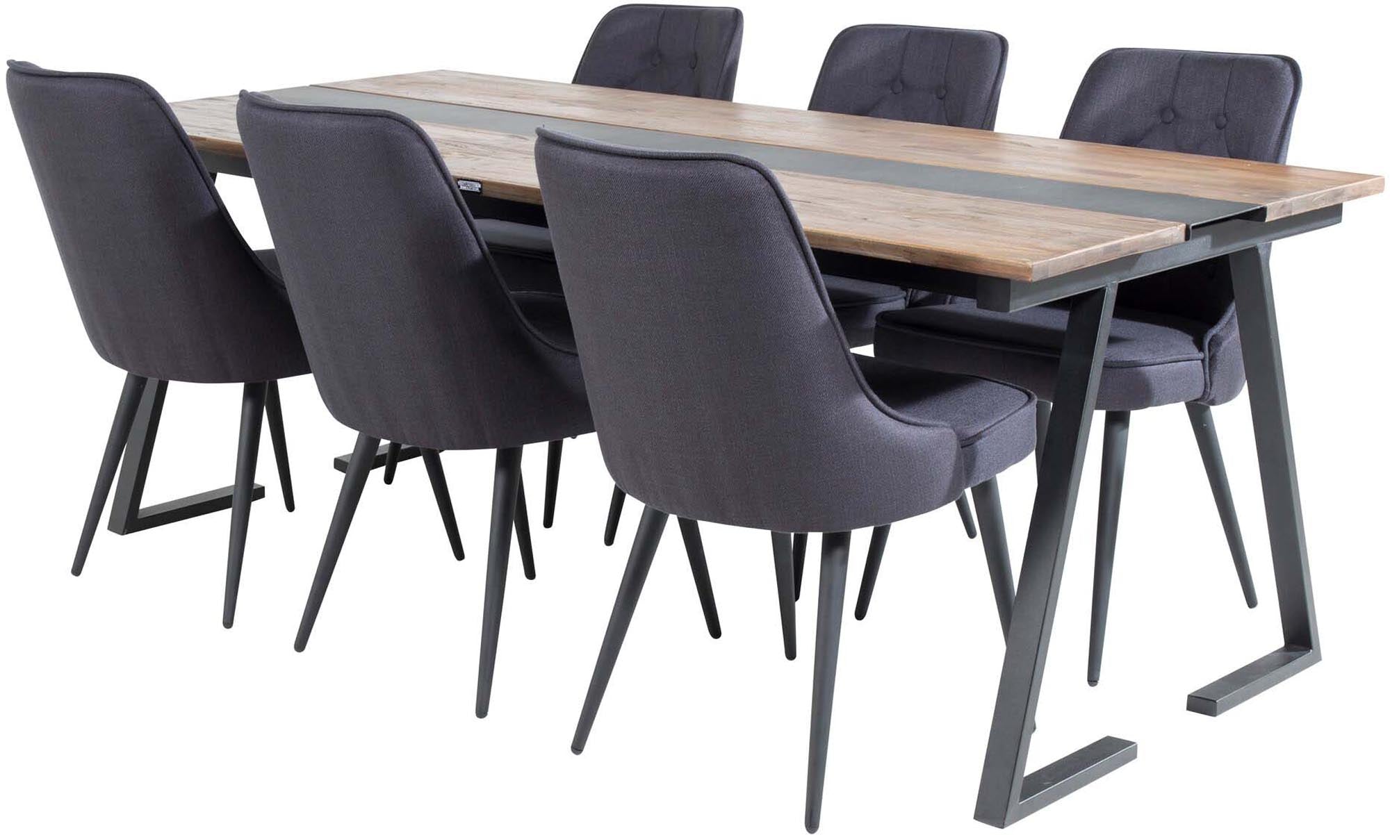 Elegantes Jakarta Esszimmerset mit 200 cm Esstisch und 6 bequemen Velvet-Stühlen. Perfekt für gesellige Abende und stilvolle Einrichtung.