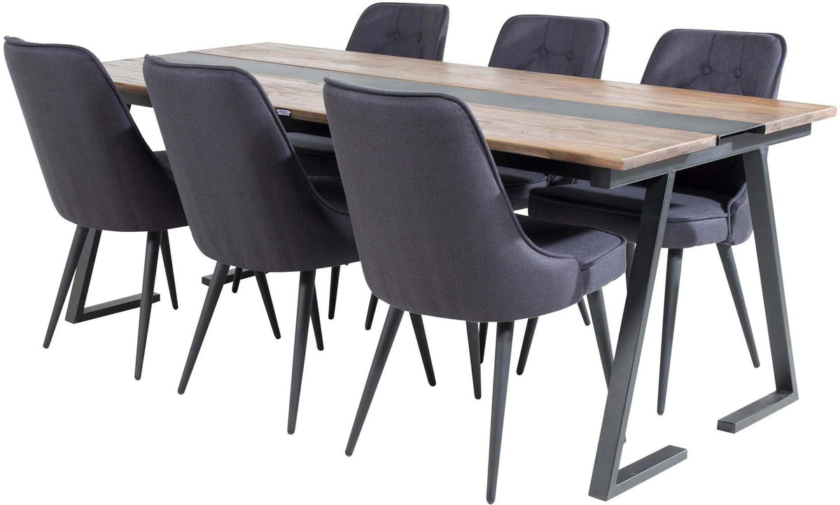 Jakarta Esszimmerset + Velvet Deluxe 200cm/6St. in Schwarz präsentiert im Onlineshop von KAQTU Design AG. Esszimmerset ist von Venture Home