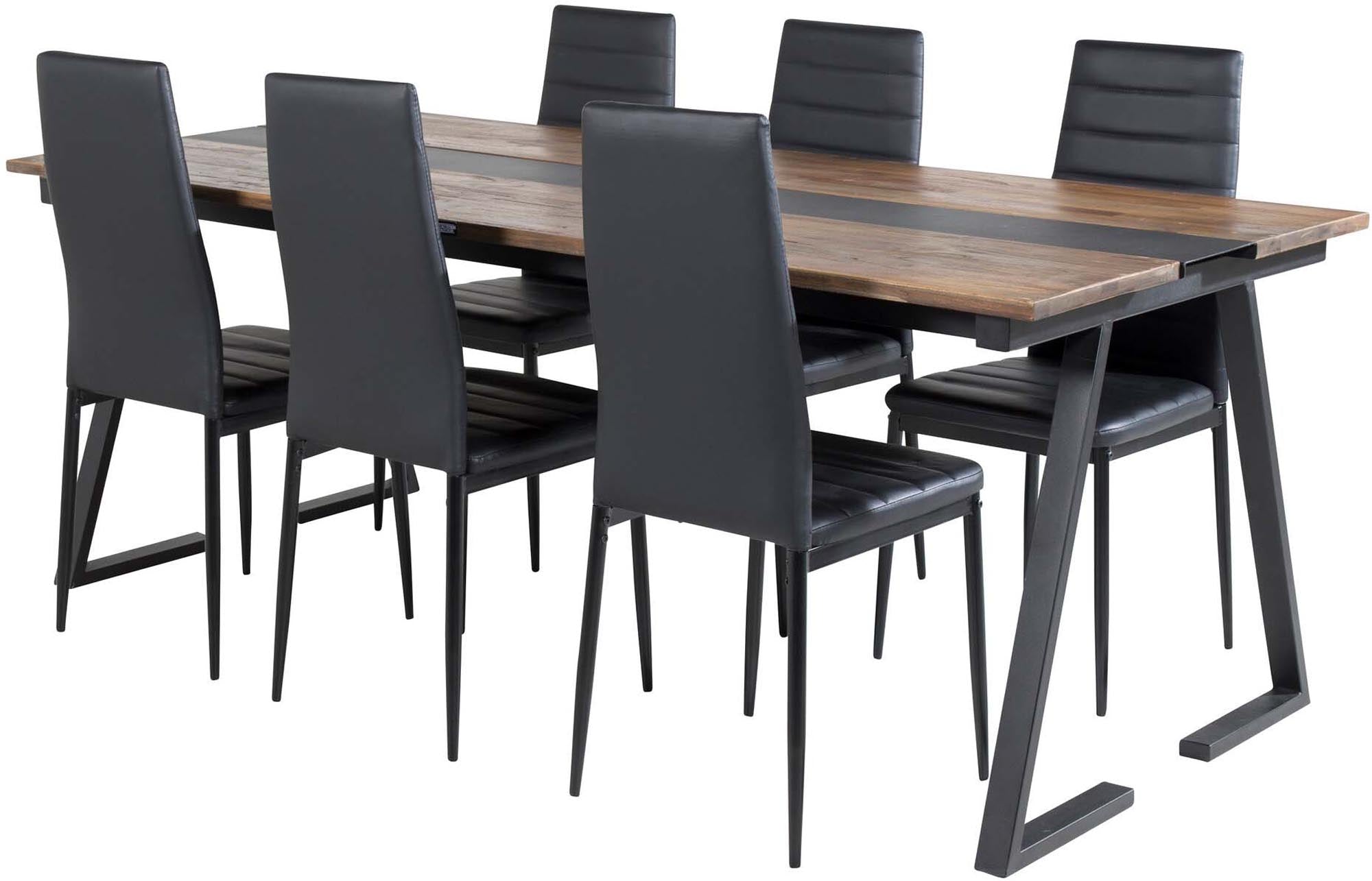 Erleben Sie stilvolle Essabende mit dem Jakarta Esszimmerset von Venture Home: 200 cm Tisch und ergonomische Stühle für höchsten Komfort.