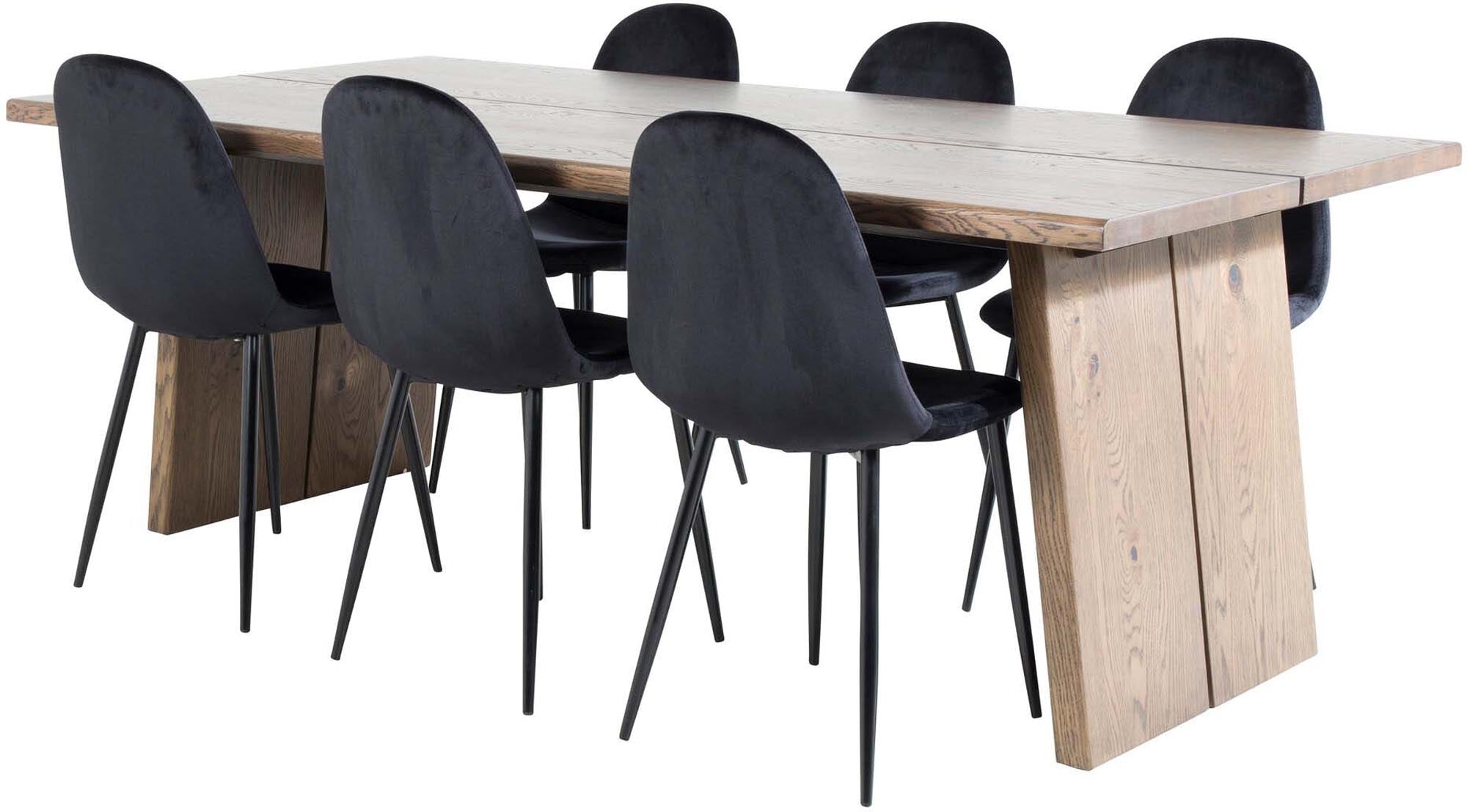 Rustikales Logger Esszimmerset mit ausziehbarem Tisch und bequemen Polar-Stühlen für gesellige Runden und festliche Anlässe.