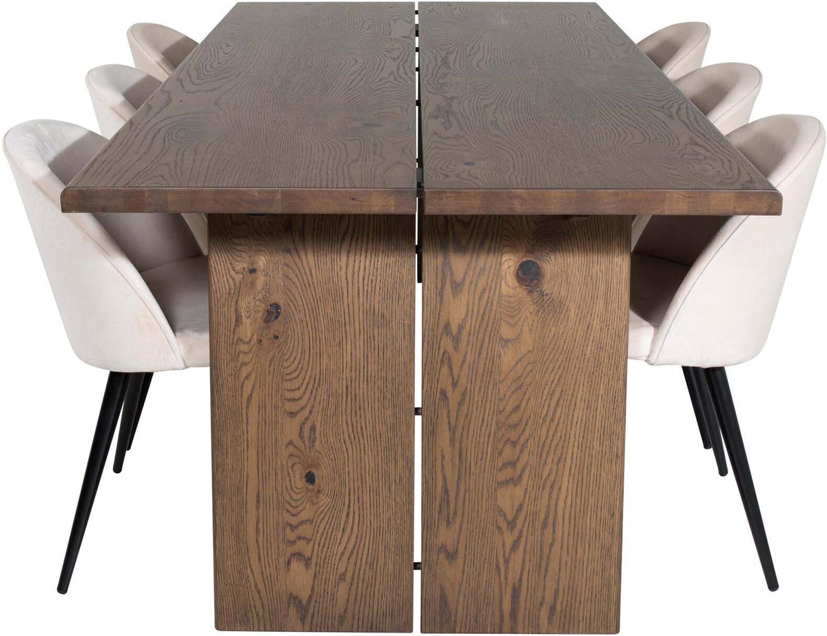 Logger Esszimmerset + Velvet 210cm/6St. in Beige, Schwarz präsentiert im Onlineshop von KAQTU Design AG. Esszimmerset ist von Venture Home
