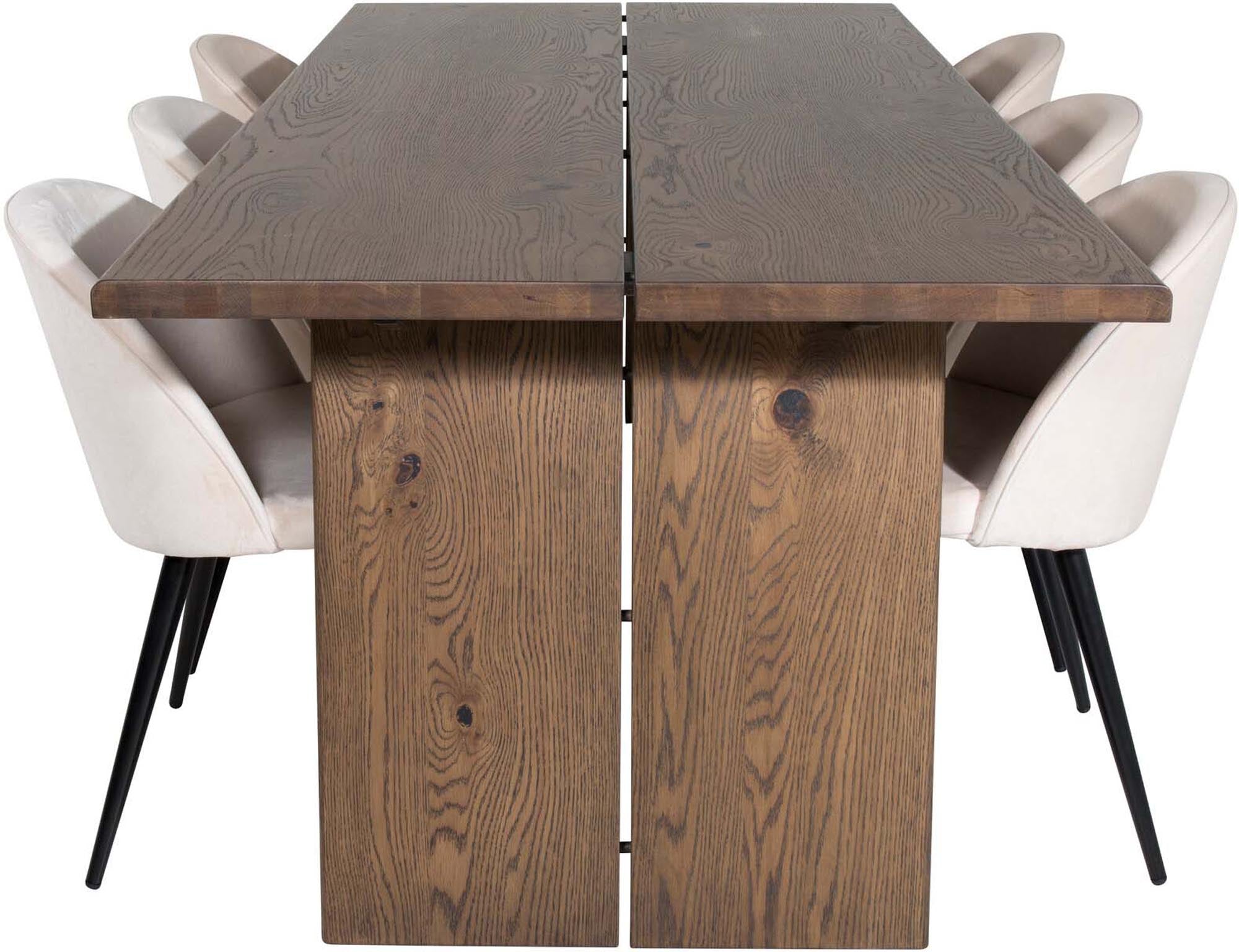 Stilvolles Logger Esszimmerset 210cm mit 6 Velvet Stühlen von Venture.