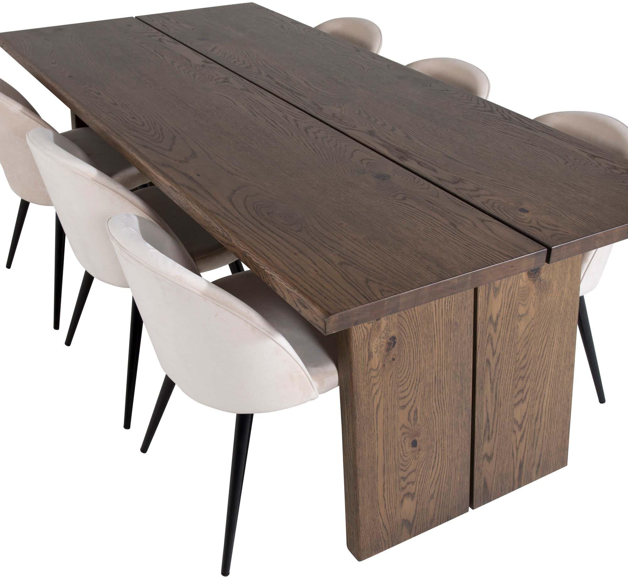Logger Esszimmerset 210cm mit 6 Velvet Stühlen für modernes Ambiente.