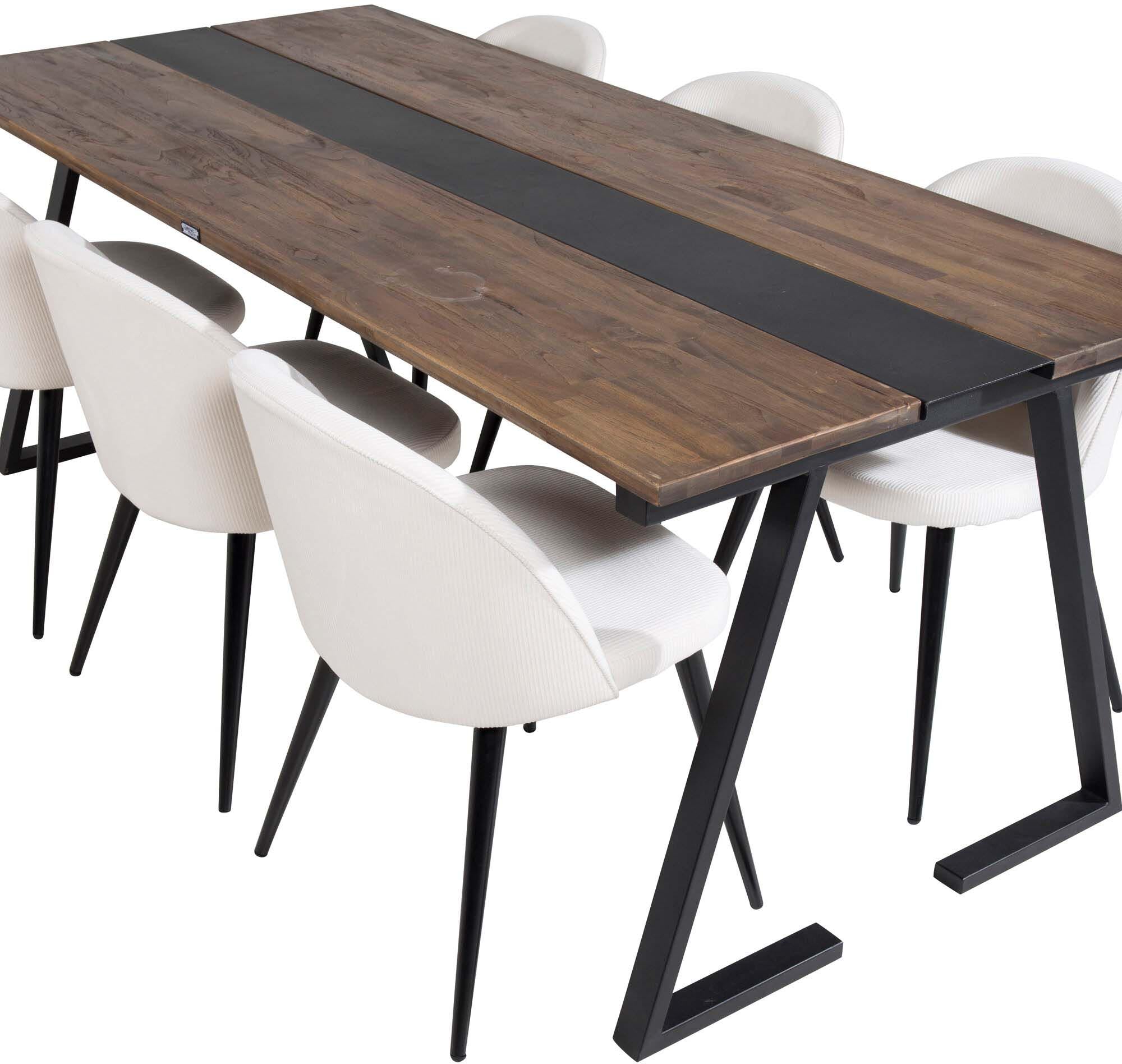 Entdecken Sie das Jakarta Esszimmerset + Velvet von Venture Home: Eleganz, Komfort und Platz für bis zu sechs Personen in Ihrem Essbereich.