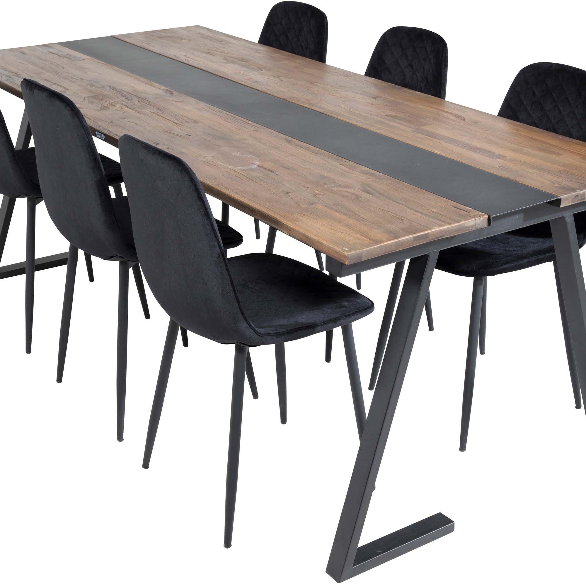 Stilvolles Jakarta Esszimmerset mit 200 cm Tisch und 6 Samt-Stühlen. Ideal für gesellige Abende und unvergessliche Momente.