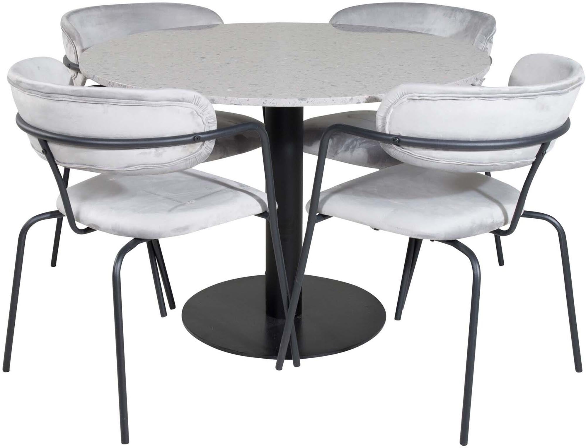 Razzia Esszimmerset + Slim ⌀106cm/4St. in Schwarz präsentiert im Onlineshop von KAQTU Design AG. Esszimmerset ist von Venture Home