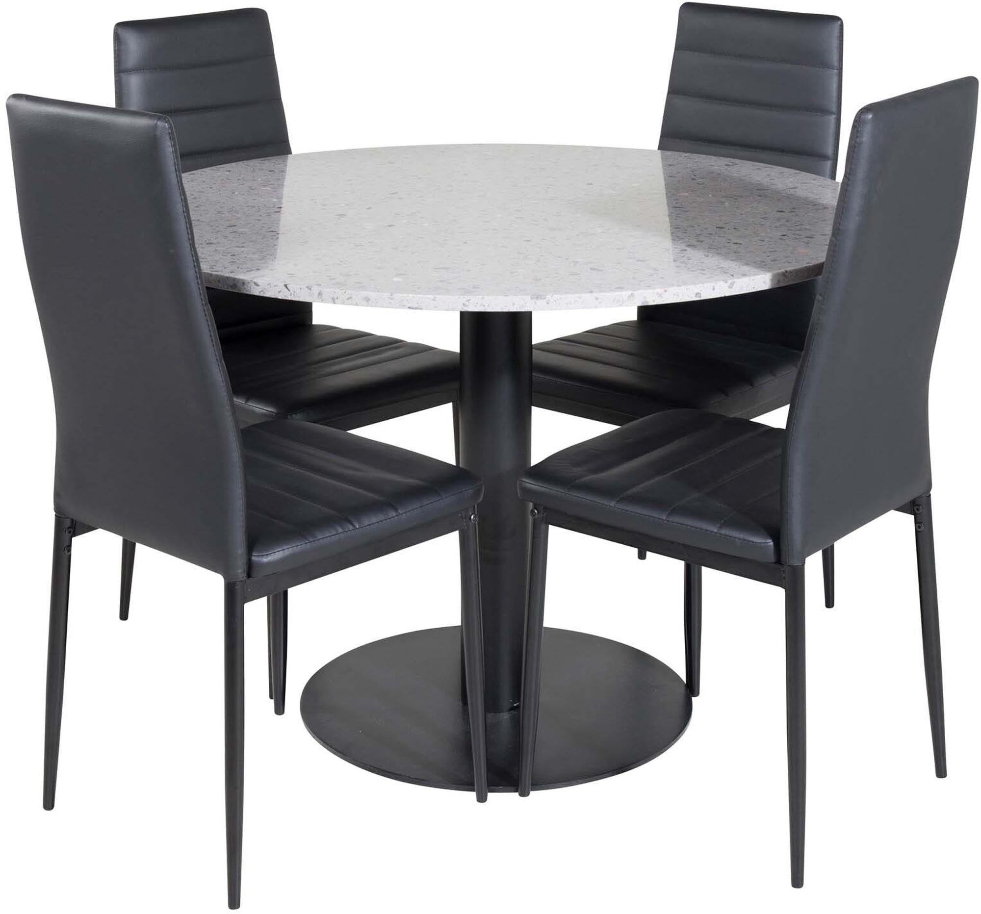 Razzia Esszimmerset + Slim ⌀106cm/4St. in Schwarz präsentiert im Onlineshop von KAQTU Design AG. Esszimmerset ist von Venture Home