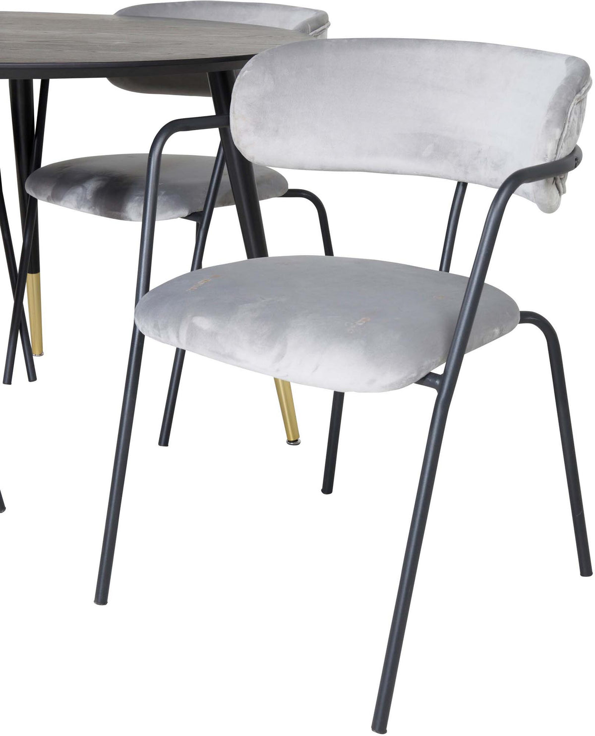 Dipp Esszimmerset + Arrow ⌀115cm/4St. in Schwarzgrau präsentiert im Onlineshop von KAQTU Design AG. Esszimmerset ist von Venture Home