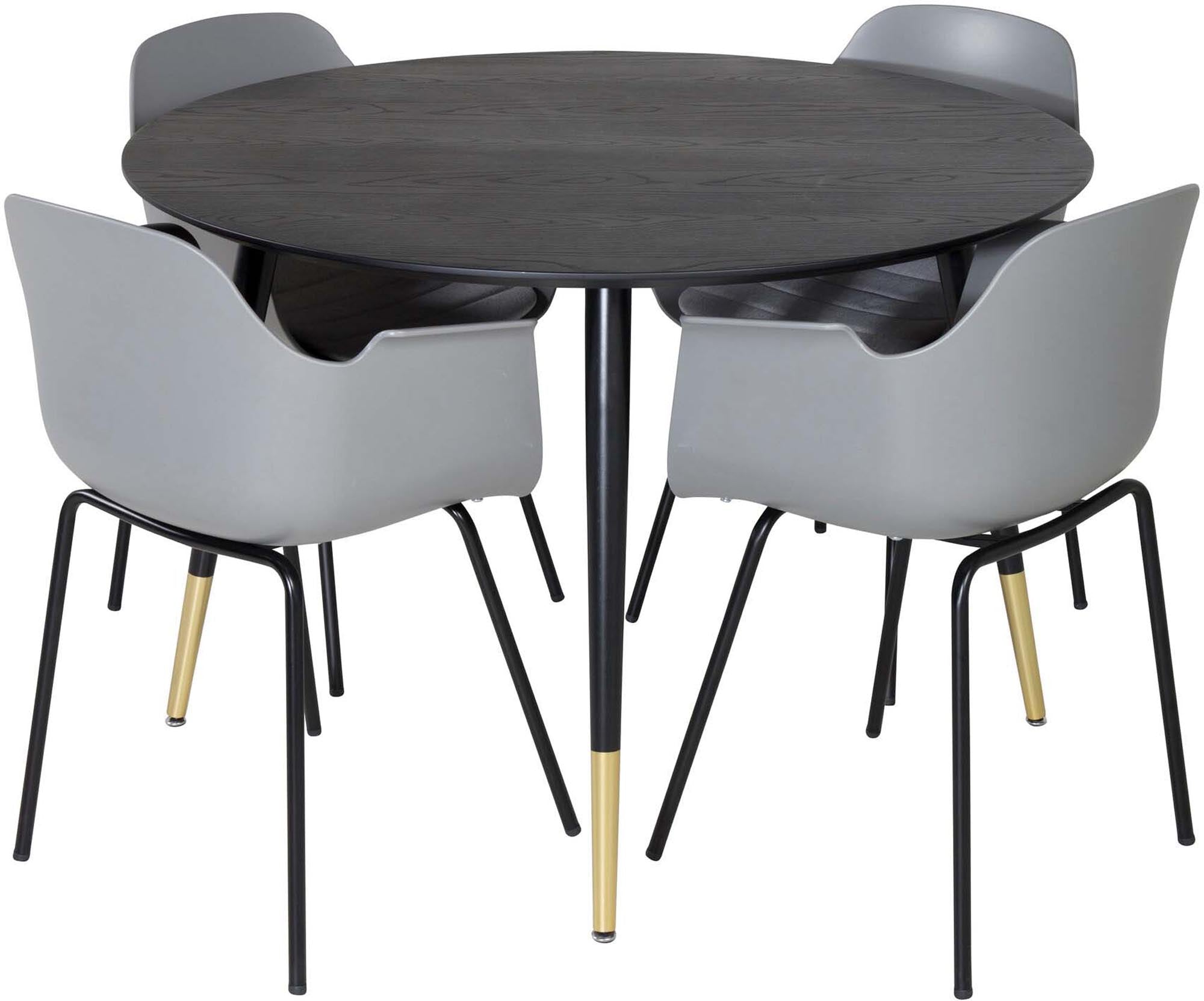 Entdecken Sie das Dipp Esszimmerset von Venture Home: Moderner Esstisch ⌀115cm und ergonomische Stühle für stilvolle Esszimmer. Ideal für gesellige Abende!