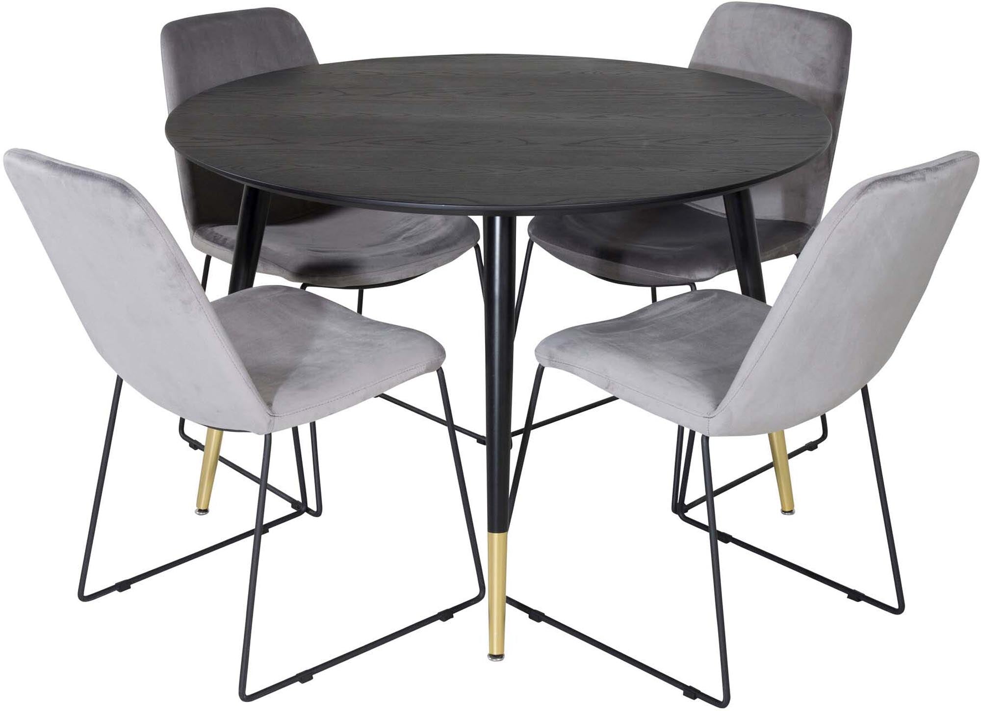 Dipp Esszimmerset + Muce ⌀115cm/4St. in Schwarzgrau präsentiert im Onlineshop von KAQTU Design AG. Esszimmerset ist von Venture Home