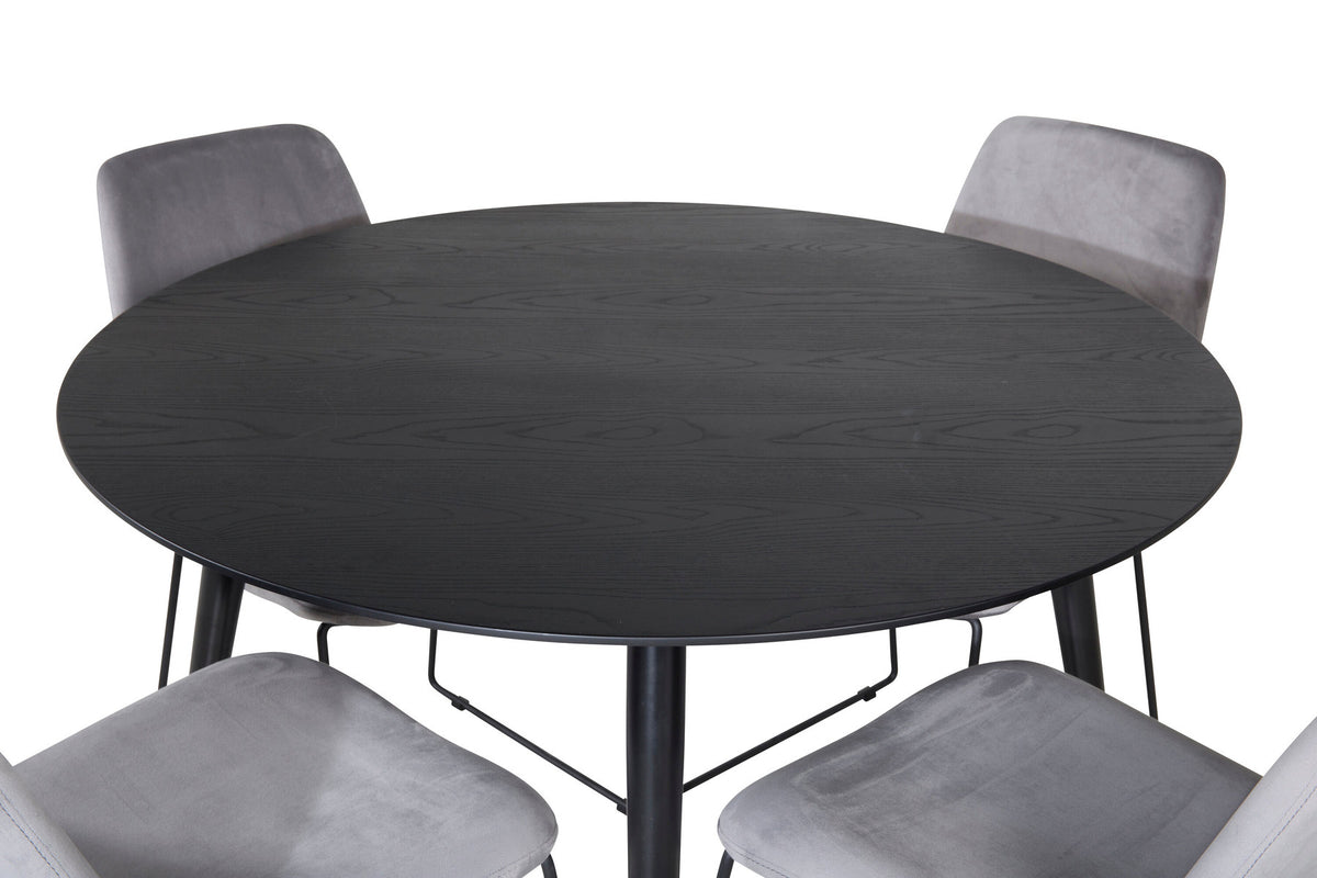 Dipp Esszimmerset + Muce ⌀115cm/4St. in Schwarzgrau präsentiert im Onlineshop von KAQTU Design AG. Esszimmerset ist von Venture Home