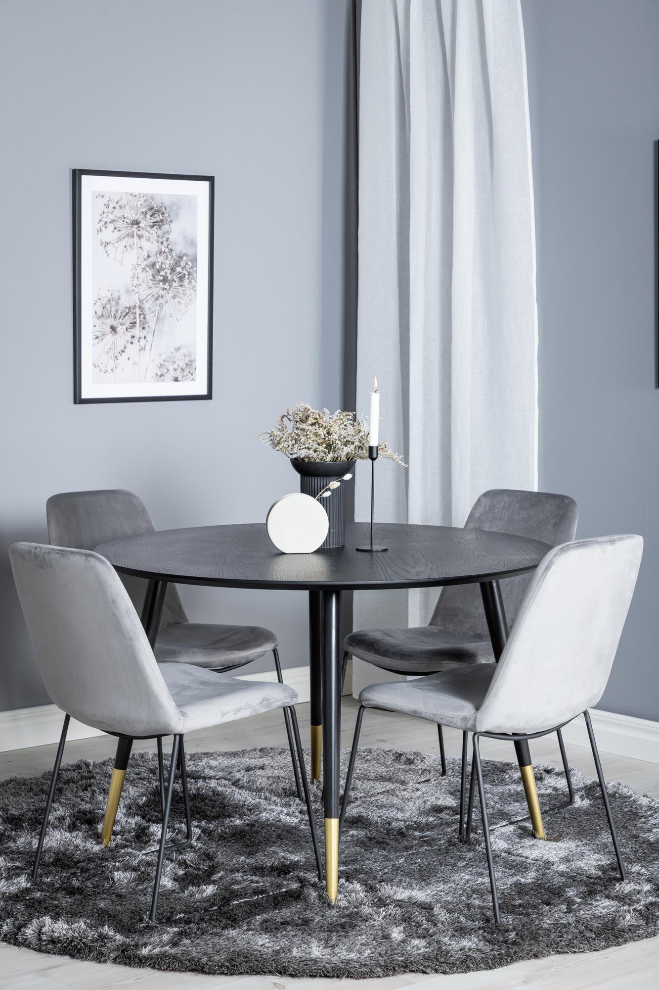 Dipp Esszimmerset + Muce ⌀115cm/4St. in Schwarzgrau präsentiert im Onlineshop von KAQTU Design AG. Esszimmerset ist von Venture Home