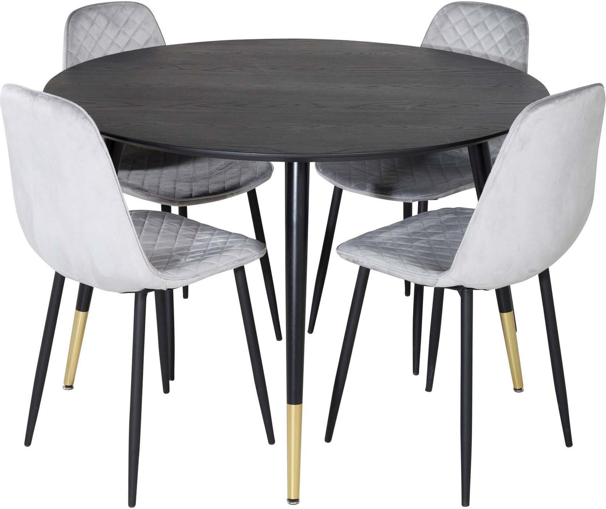 Dipp Esszimmerset + Polar ⌀115cm/4St. in Schwarz / Grau präsentiert im Onlineshop von KAQTU Design AG. Esszimmerset ist von Venture Home