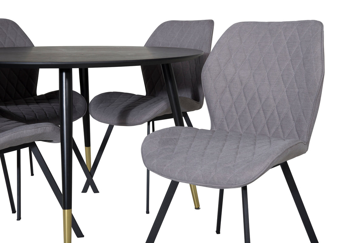 Dipp Esszimmerset + Gemma ⌀115cm/4St. in Schwarzgrau präsentiert im Onlineshop von KAQTU Design AG. Esszimmerset ist von Venture Home