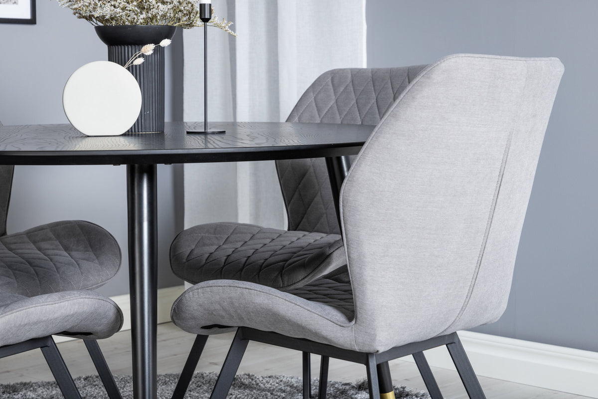 Dipp Esszimmerset + Gemma ⌀115cm/4St. in Schwarzgrau präsentiert im Onlineshop von KAQTU Design AG. Esszimmerset ist von Venture Home