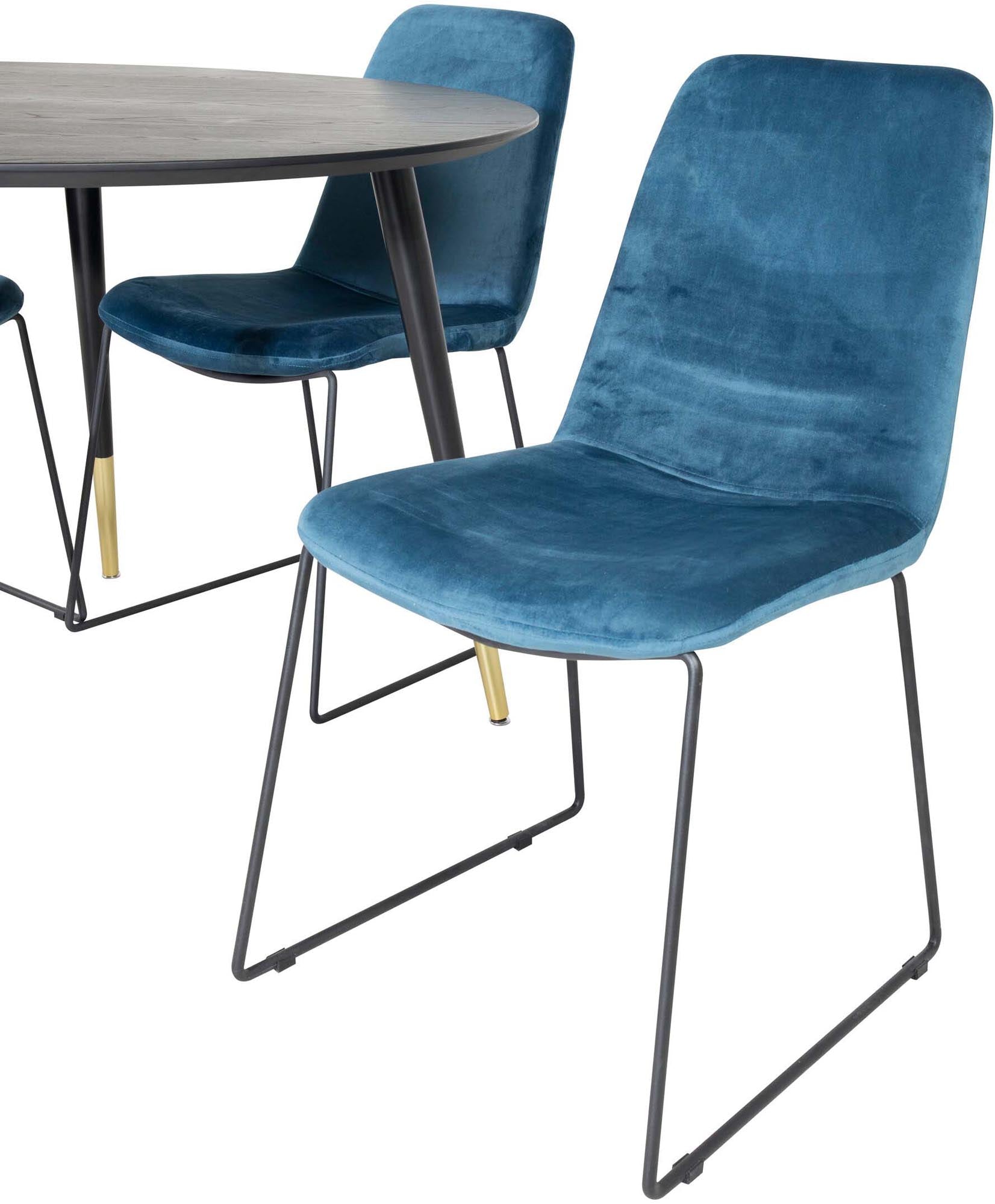 Elegantes Dipp Esszimmerset mit Muce Tisch und bequemen Samtstühlen für gesellige Momente und stilvolle Einrichtung. Ideal für Ihr Zuhause!