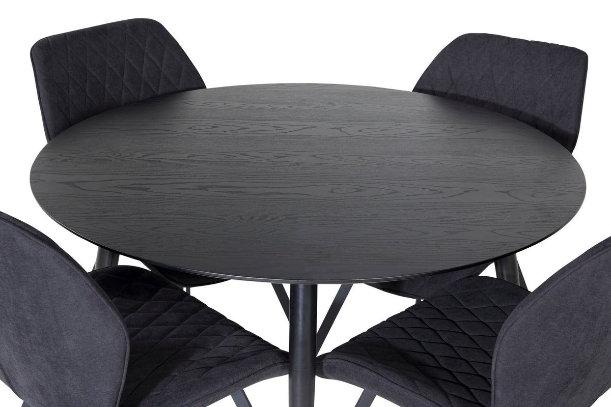 Dipp Esszimmerset + Gemma ⌀115cm/4St. in Schwarz präsentiert im Onlineshop von KAQTU Design AG. Esszimmerset ist von Venture Home