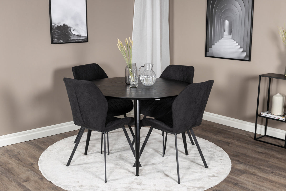Dipp Esszimmerset + Gemma ⌀115cm/4St. in Schwarz präsentiert im Onlineshop von KAQTU Design AG. Esszimmerset ist von Venture Home