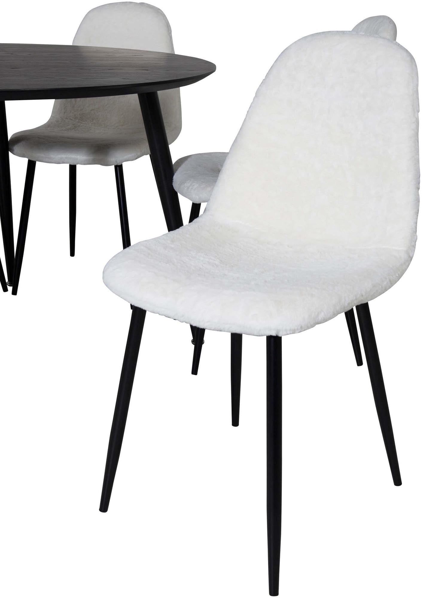 Stilvolles Dipp Esszimmerset mit 115 cm Tisch und 6 komfortablen Polar-Stühlen. Perfekt für moderne Esszimmer und gesellige Abende.