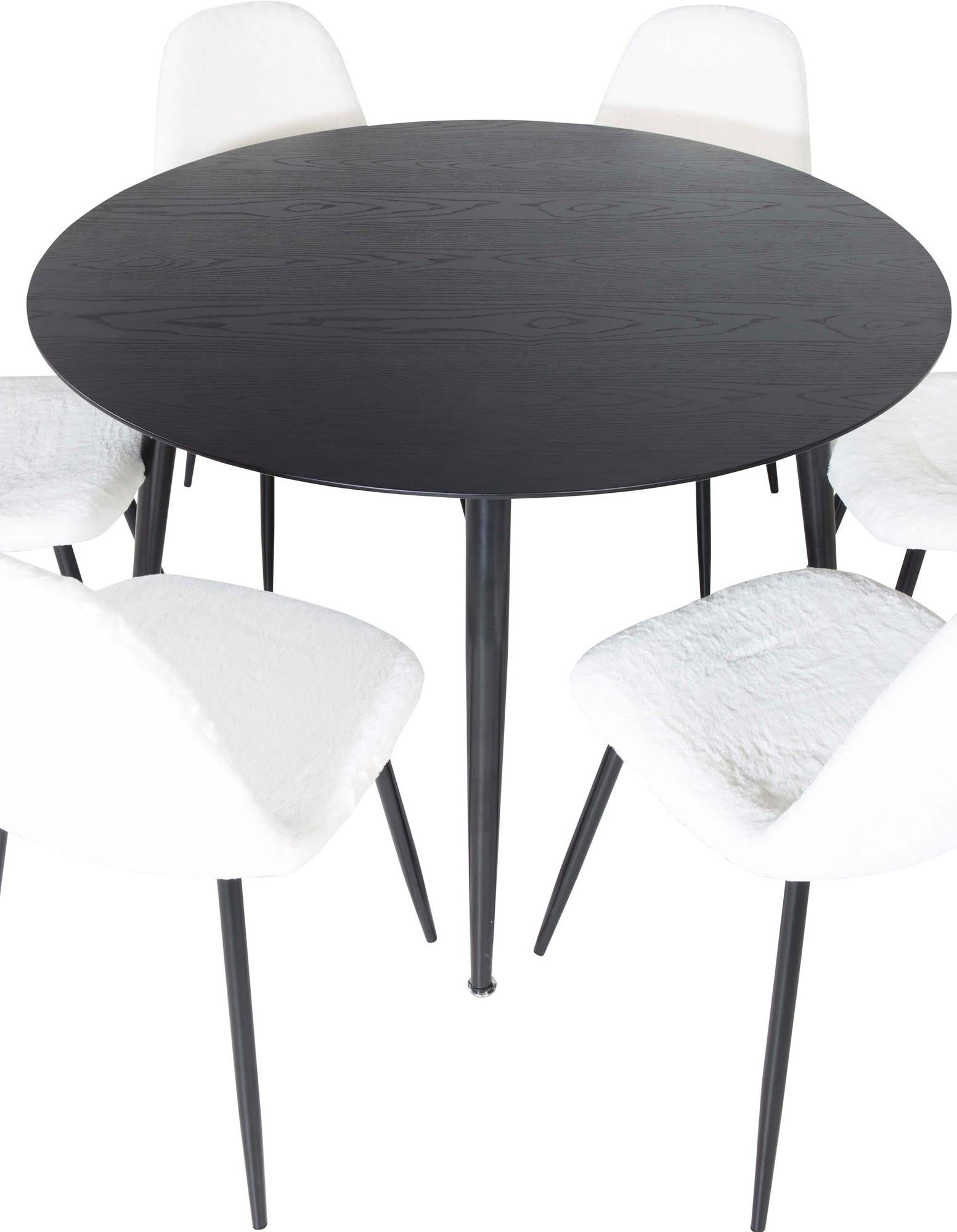 Elegantes Dipp Esszimmerset mit Polar Fluff, perfekt für 6 Personen.