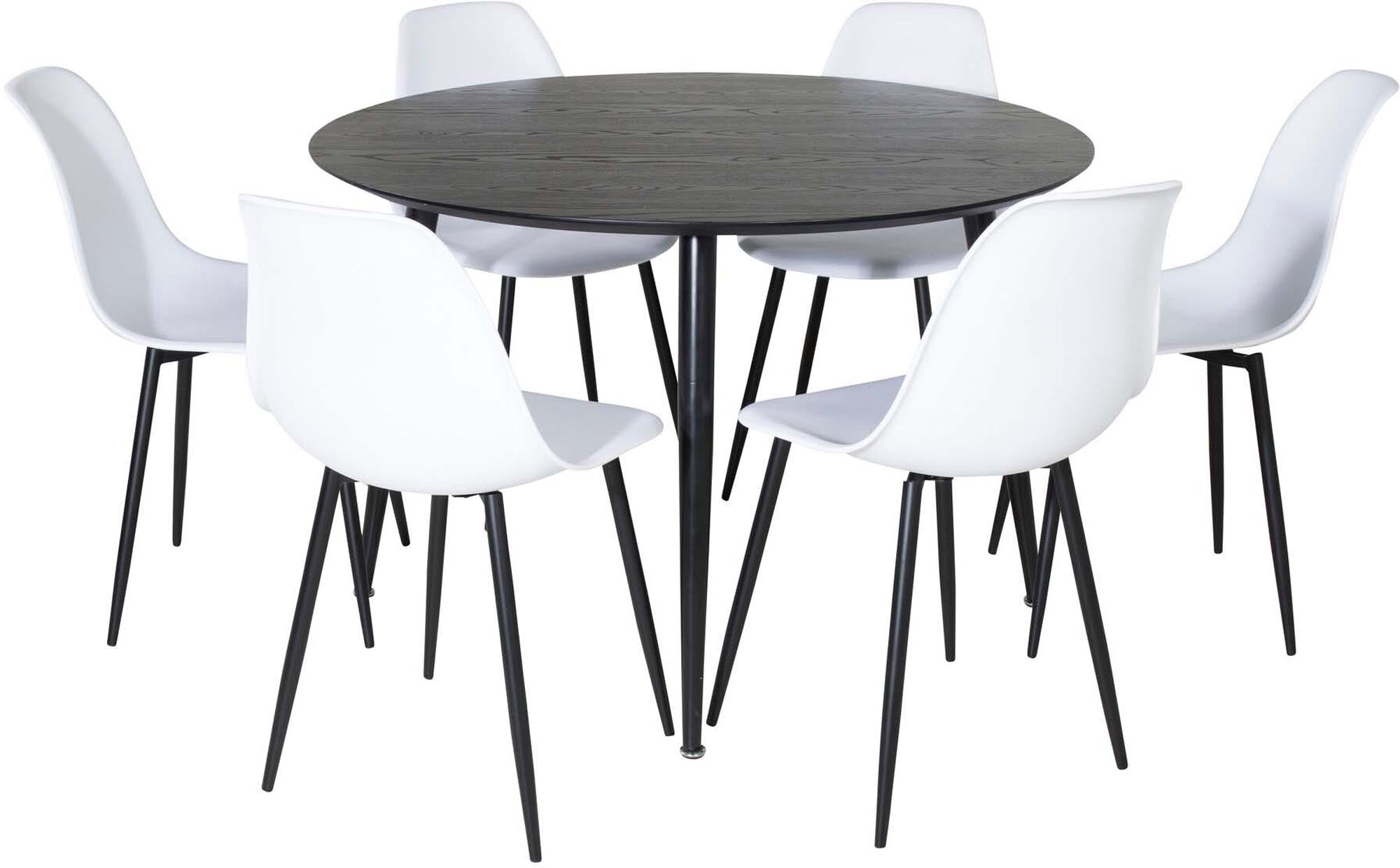 Stilvolles Dipp Esszimmerset: 115cm Tisch, 6 Stühle, robustes Plastik, witterungsbeständig, hoher Komfort, ideal für Familie.