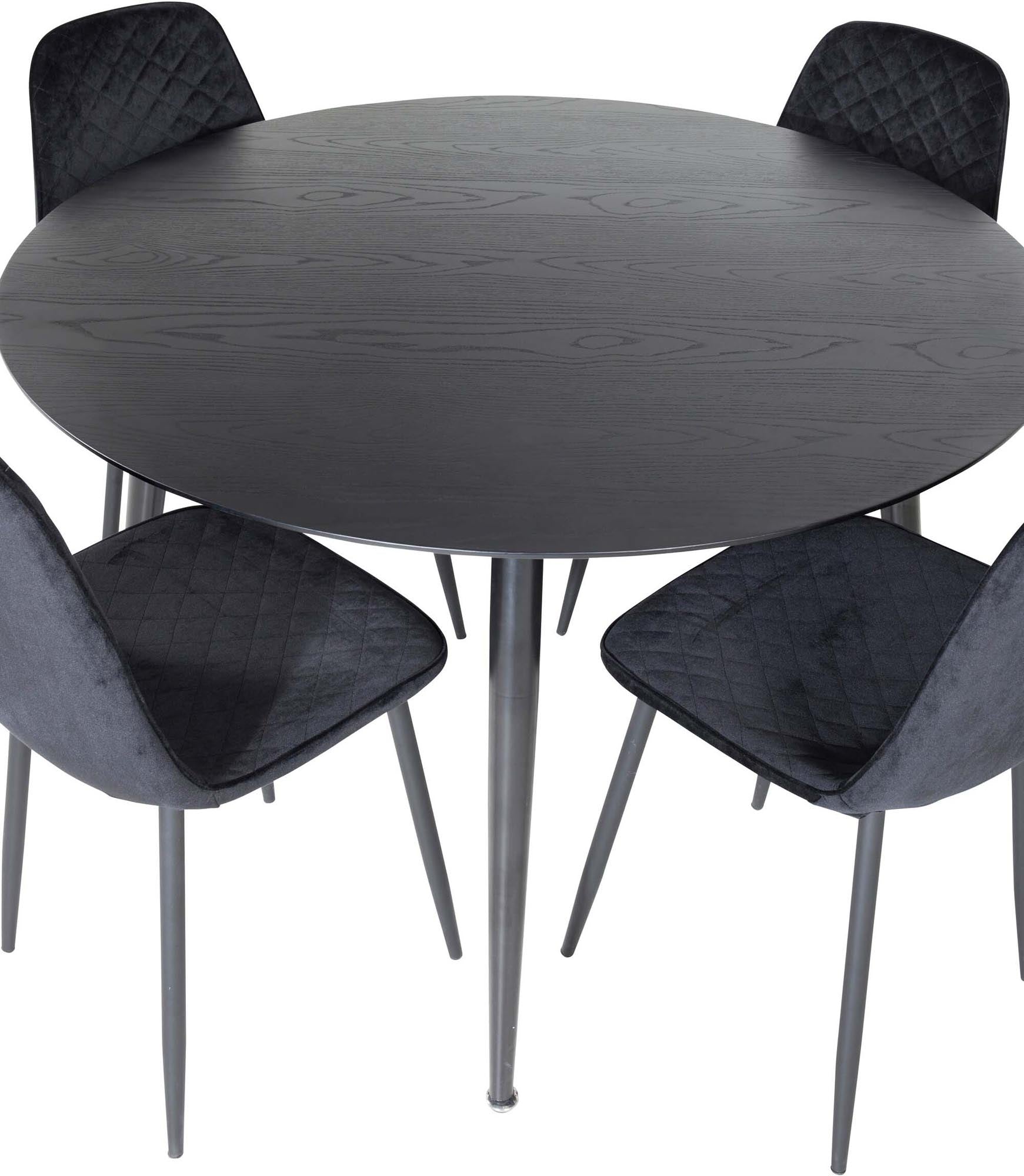 Elegantes Dipp Esszimmerset mit stilvollem Polar Diamond Tisch und 4 luxuriösen Samtstühlen für jeden Einrichtungsstil.