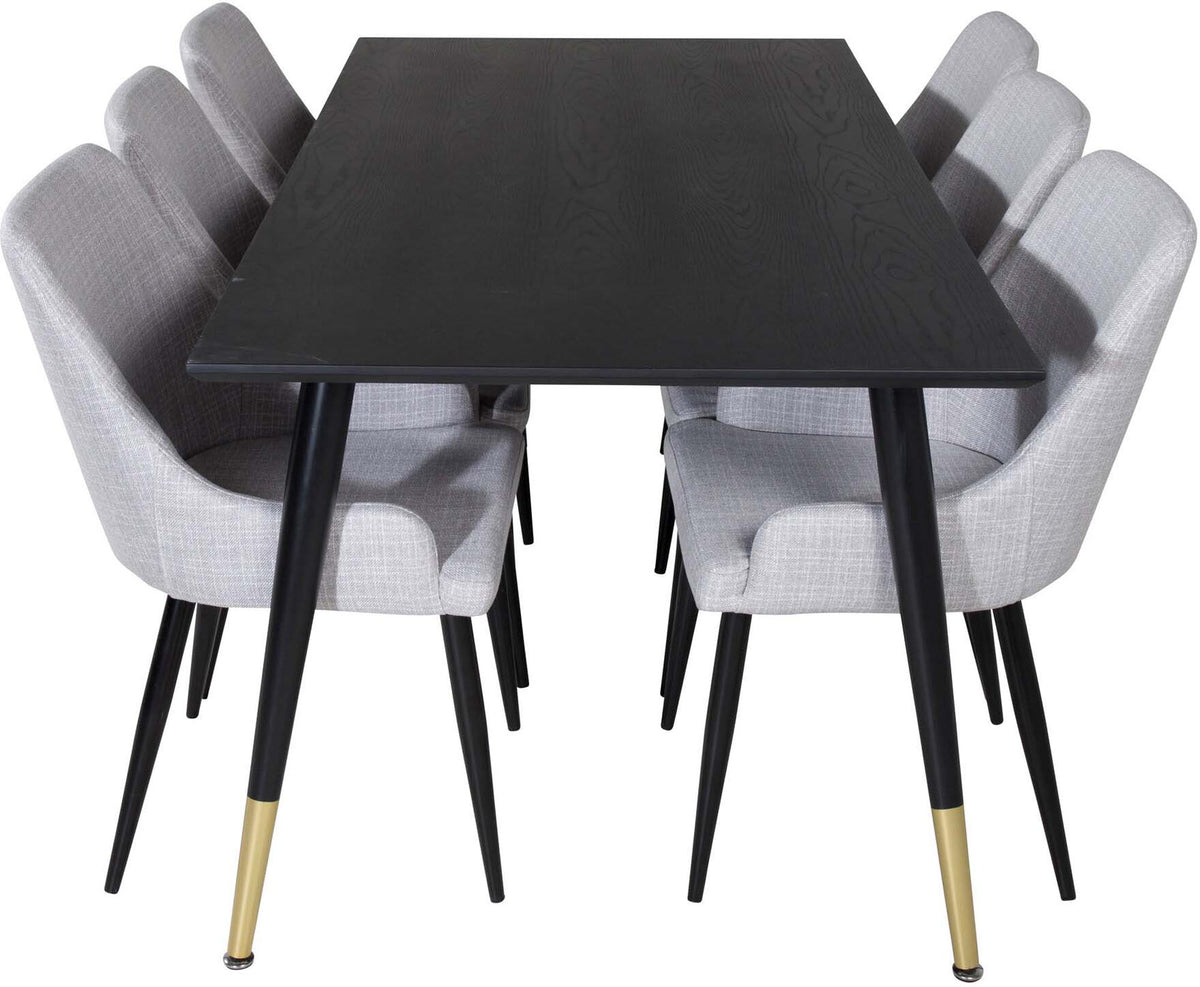 Dipp Esszimmerset + Plaza 180cm/6St. in Schwarz / Gold präsentiert im Onlineshop von KAQTU Design AG. Esszimmerset ist von Venture Home
