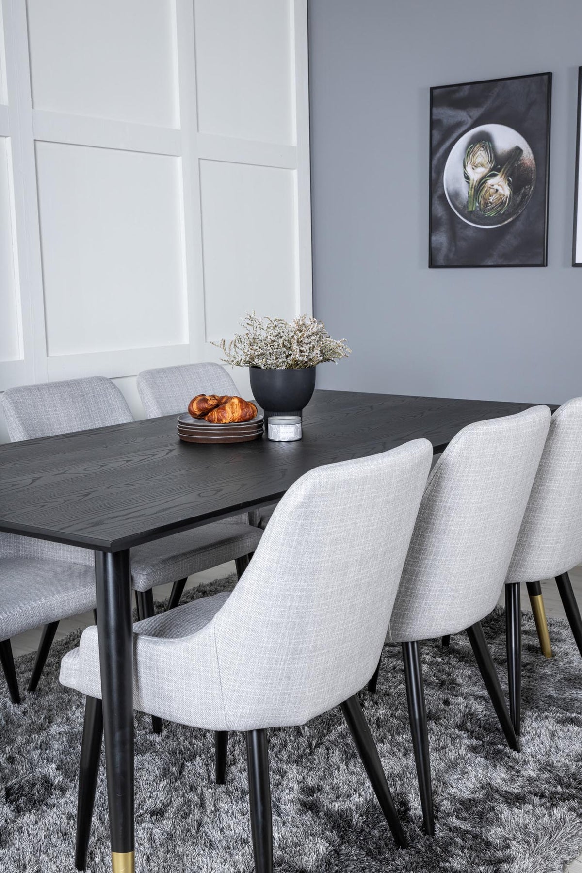 Dipp Esszimmerset + Plaza 180cm/6St. in Schwarz / Gold präsentiert im Onlineshop von KAQTU Design AG. Esszimmerset ist von Venture Home